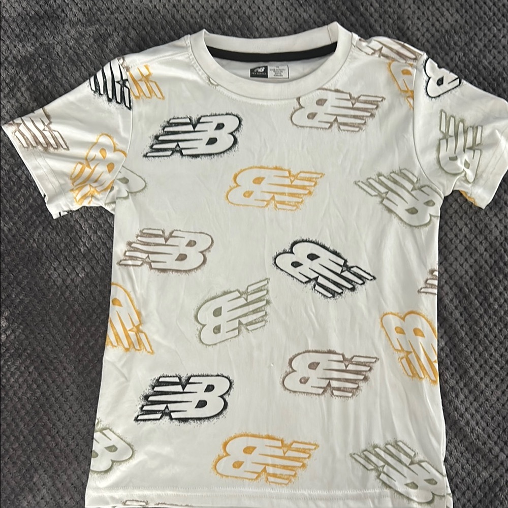 New Balance White and Yellow Short Sleeve Tee